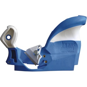 Knauf Duo Plattenhobel für Gipskartonplatten, blau/weiß, zum Kantenfasen und Planschleifen.