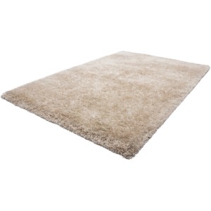 Sandfarbener Hochflorteppich Lara, 160x230 cm. Weicher Shaggy Teppich für Wohnräume.