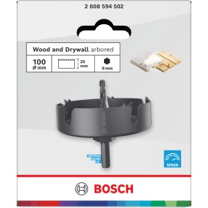Bosch Lochsäge Wood and Drywall mit Aufsteckhalter Ø 100 mm x 27 mm Grau