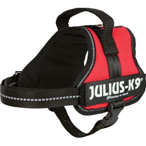 Rotes Julius K-9 Powergeschirr Mini-Mini, Größe S (40-53 cm), mit reflektierenden Elementen.