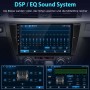 Junsun 9 Zoll Autoradio mit DSP/EQ Soundsystem für BMW E90/E91/E92. Zeigt Equalizer- und Soundeinstellungen.