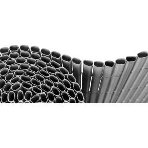 Floraworld Sichtschutzmatte aus grauem Kunststoff mit Struktur.