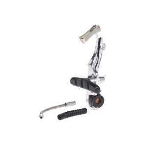 V-Bremskörper aus Alu für Vorder- und Hinterrad, inklusive Verbindungsrohr und Bremsschuhen.