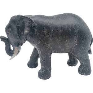 Graue Gartenfigur Elefant, 20,5 cm hoch, aus Polyresin für Garten und Terrasse.