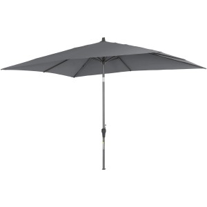 Rechteckiger, anthrazitfarbener Siena Garden Marktschirm mit Kurbel, 300x200 cm.