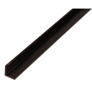 Schwarzes, gleichschenkliges Winkelprofil aus Kunststoff, 10x10x1000 mm.