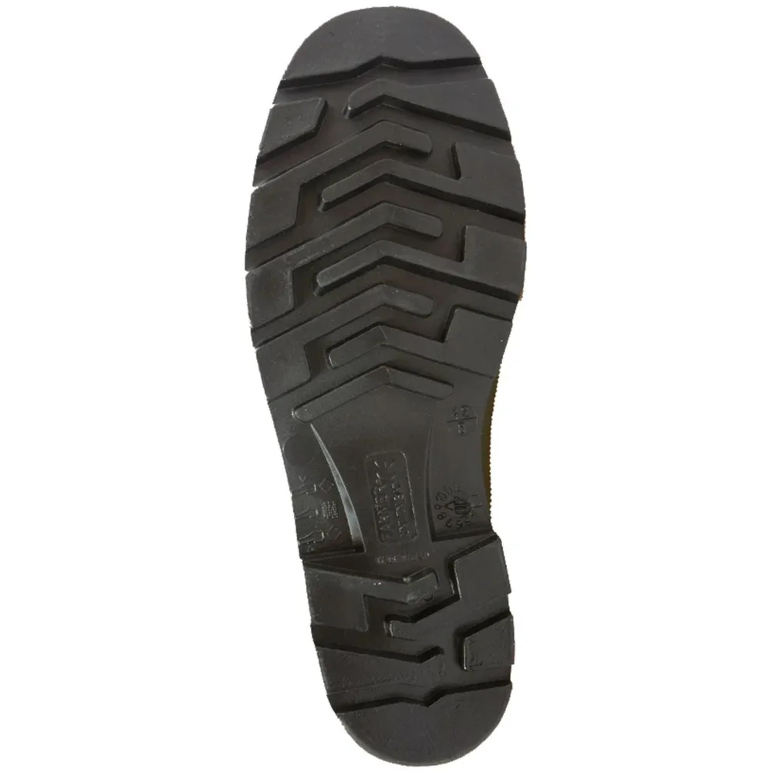 Sohle des Herock Farmer Sicherheitsstiefels in Grün-Schwarz, Größe 48. Arbeitsschuh mit breiter Passform.