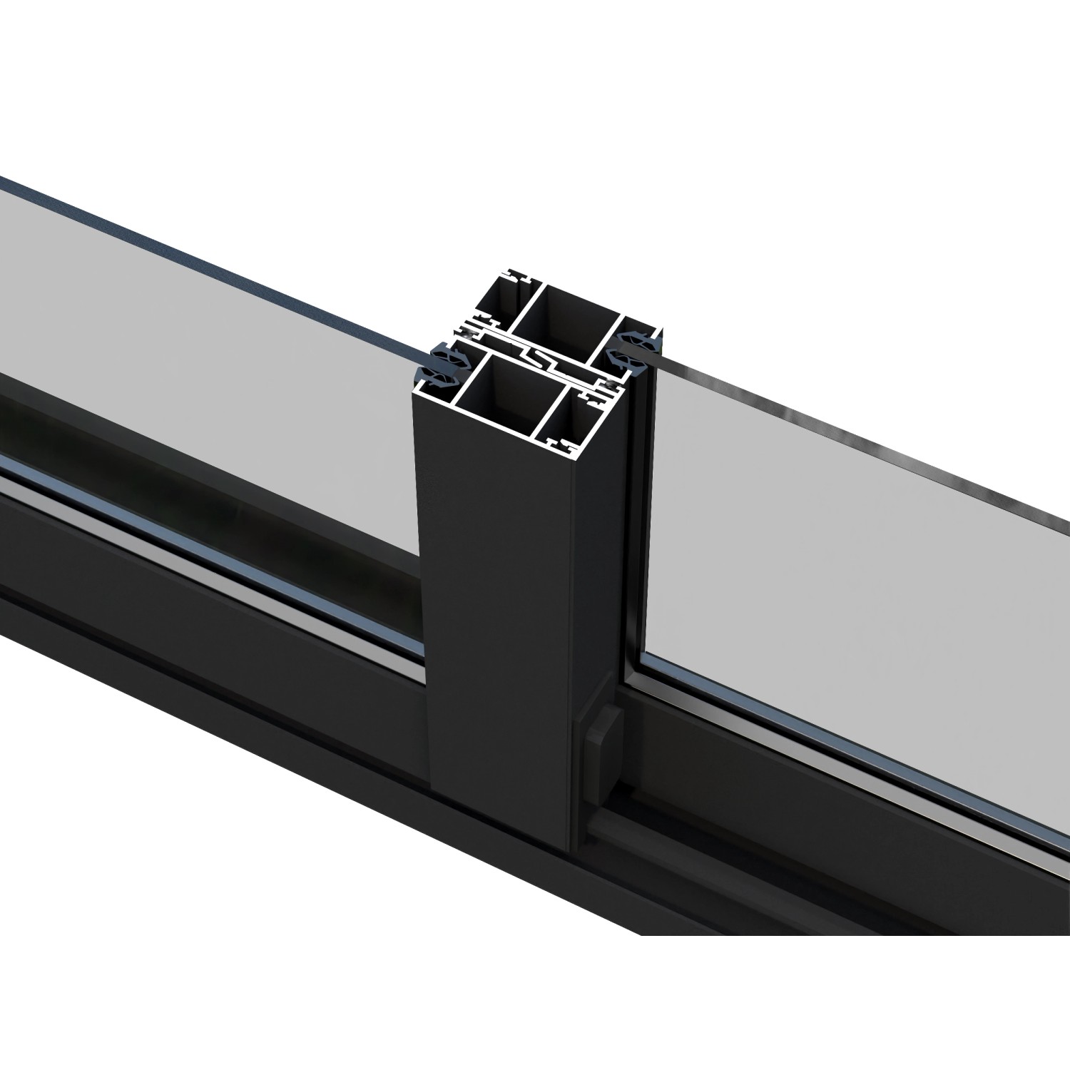 Detailaufnahme: Aluminium-Schiebetür mit ESG Glas des Palmako Gartenhauses Amanda.