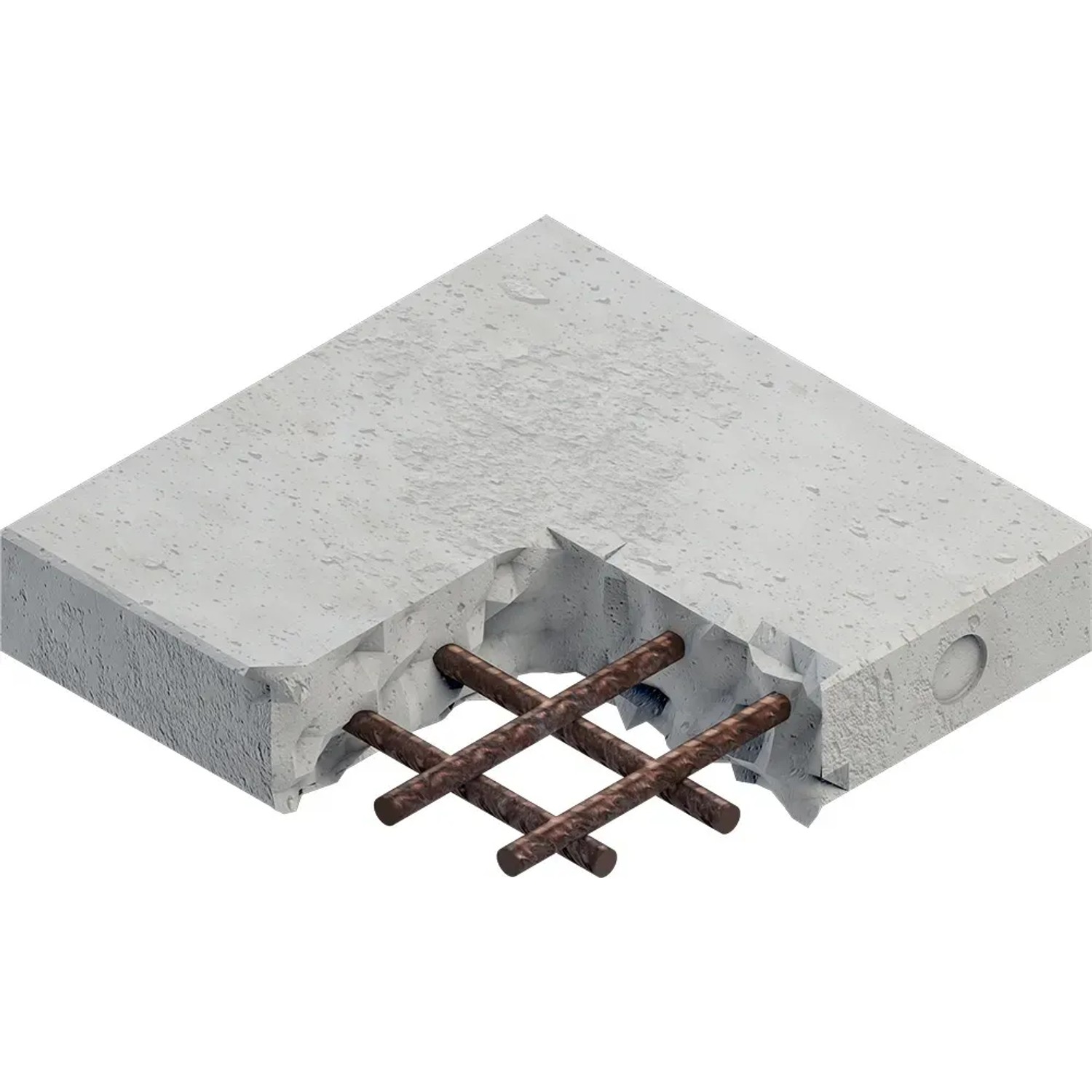 Schnitt durch Beton mit Bewehrung, geeignet für Bosch Expert Hammerbohrer SDS Plus-7X.