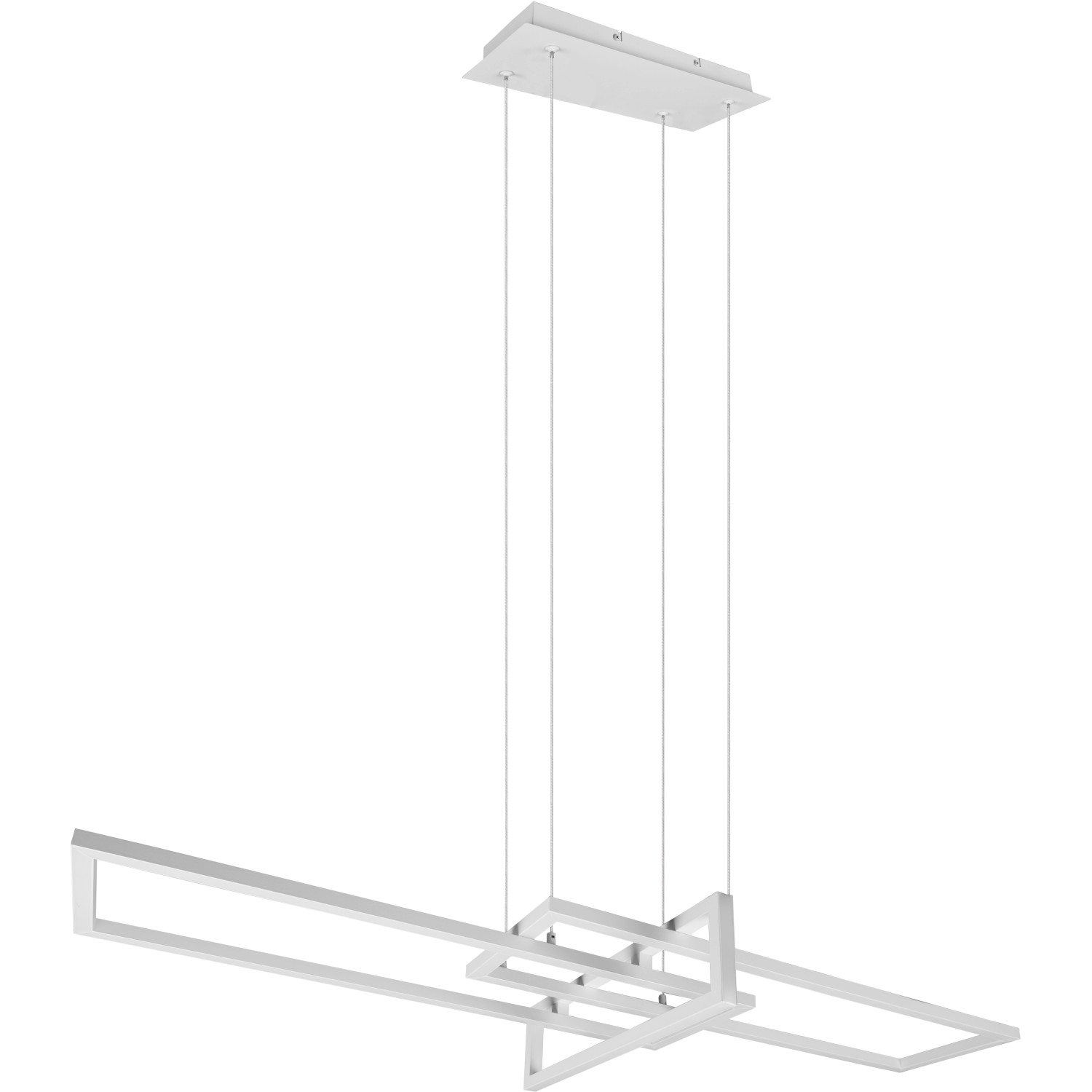 Moderne Trio LED Pendelleuchte Salinas, weiß matt, mit geometrischem Design für Esszimmer.