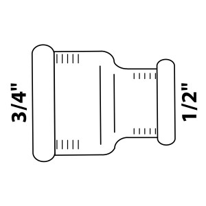 Kirchhoff Reduzier-Doppelmuffe, 3/4 IG x 1/2 IG, blank, für Gewindefittings.
