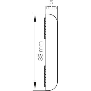 Detailzeichnung einer weißen, selbstklebenden Wandleiste (5x33mm, Länge 2,5m) für Fenster.