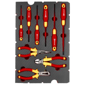 Einhell Werkzeug-Pad E-Case, 9-teiliges Elektriker Werkzeug-Set mit Schraubendrehern und Zangen.