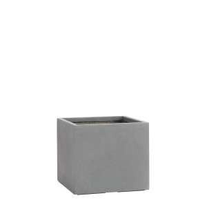 Grauer Pflanzwerk® Pflanzkübel Cube, 30x34x34 cm, aus robustem Fiberglas-Steingemisch.