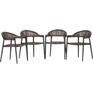 Acamp Set mit 4 Brooklyn Sesseln in Anthrazit. Gartenstühle mit Rope-Bespannung und Aluminiumgestell.