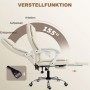 Beiger HOMCOM Bürostuhl aus Kunstleder mit 155° verstellbarer Rückenlehne, ausziehbarer Fußstütze und Höhenverstellung.