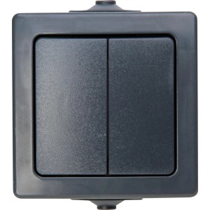 Kopp Serienschalter Nautic in Anthrazit, Aufputz-Feuchtraum Schalter.