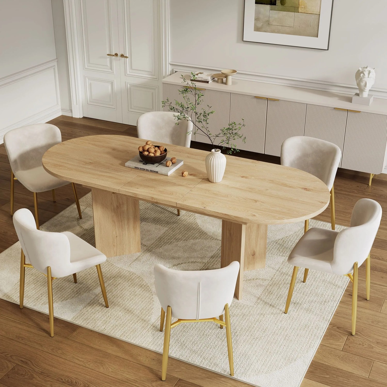 okwish Esstisch mit Abgerundeten Ecken Ausziehbar für 4 -6 Personen 120/160 x 80 cm Natur kaufen bei OBI