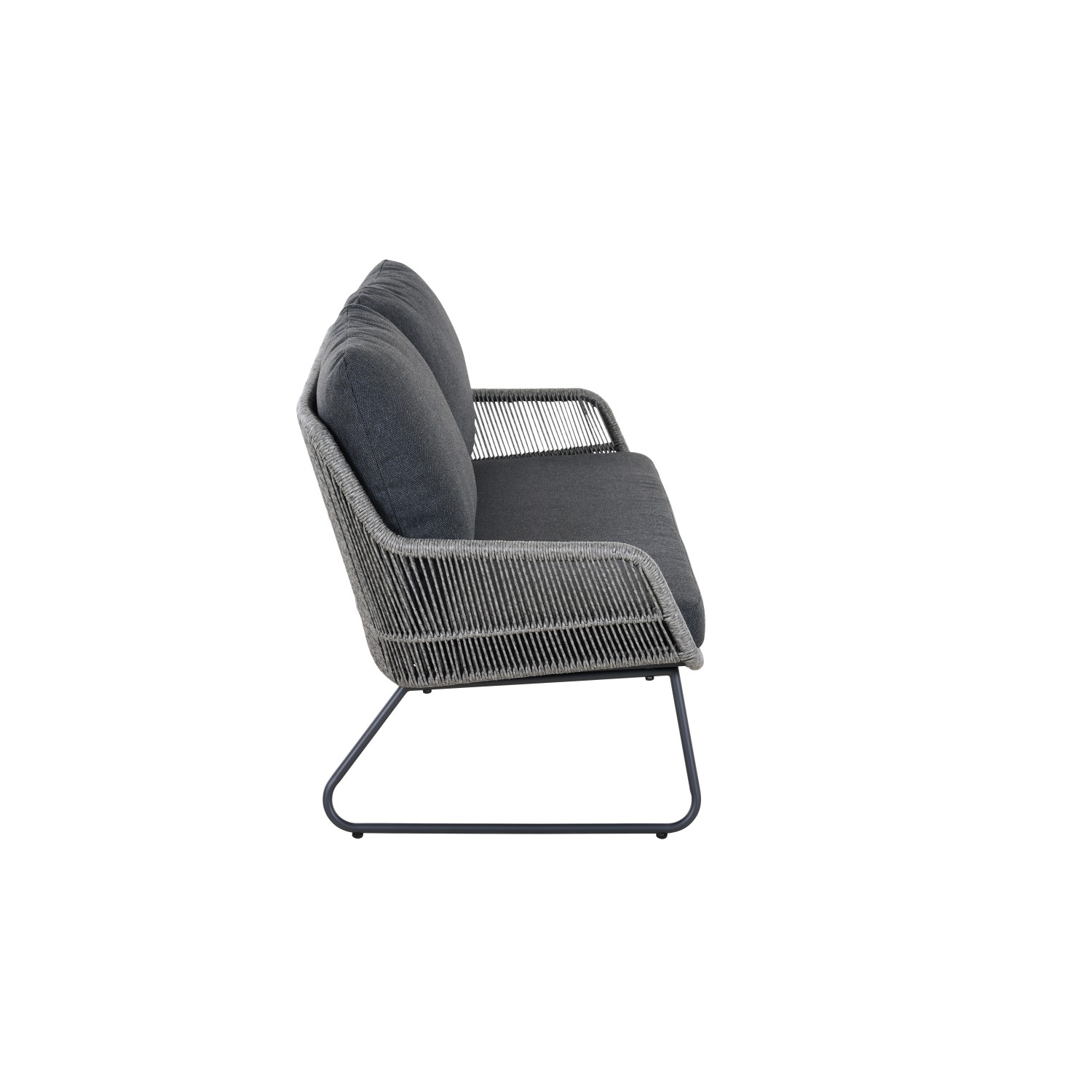 Graues Siena Garden 2-Sitzer Loungesofa Kansas, ideal für Garten & Terrasse. Inkl. Kissen.