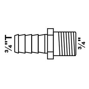 Kirchhoff Schlauchanschluss aus Messing, 26,4 mm (3/4 AG) x 20 mm (3/4).