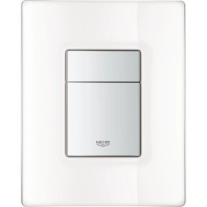 Weiße Grohe Skate Air WC-Drückerplatte aus Sicherheitsglas für 2-Mengen-Spülung.