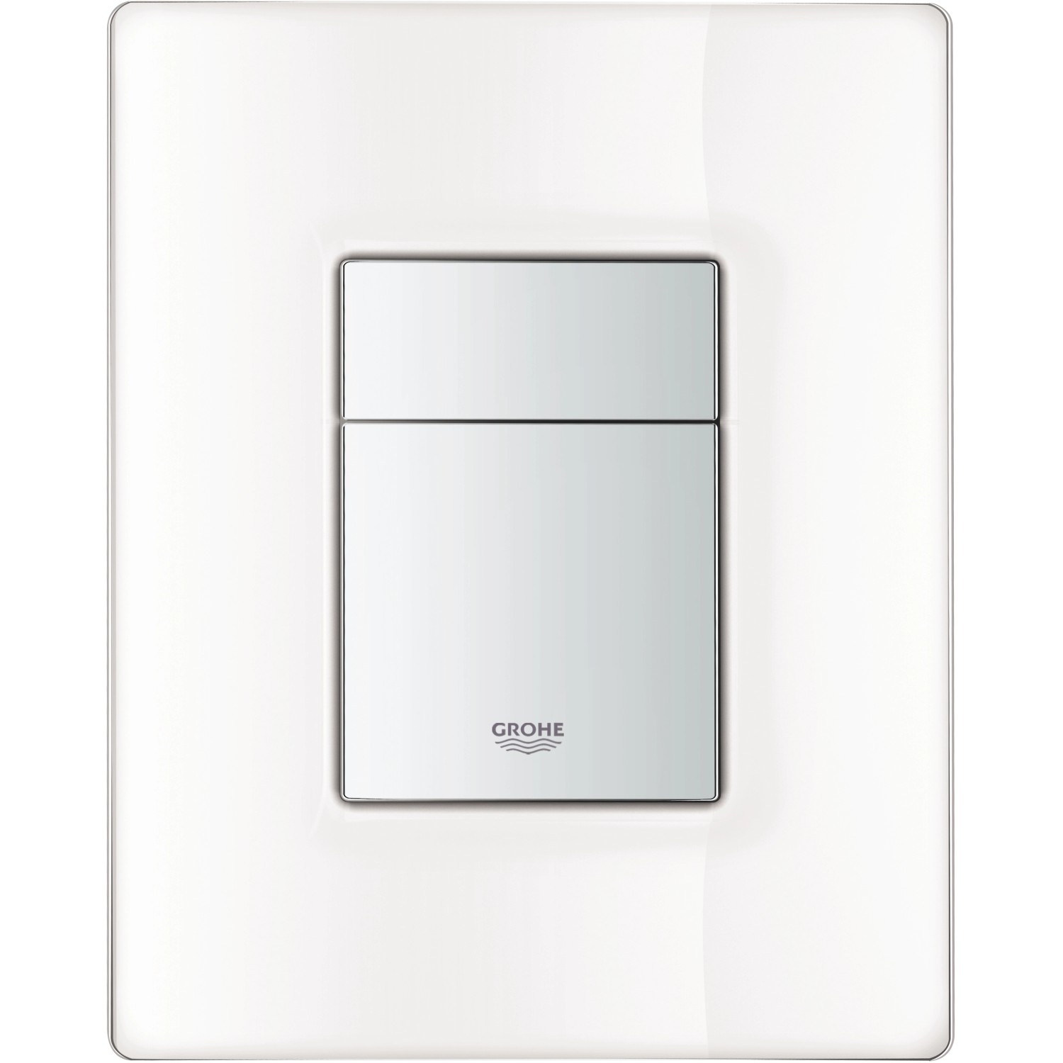 Weiße Grohe Skate Air WC-Drückerplatte aus Sicherheitsglas für 2-Mengen-Spülung.