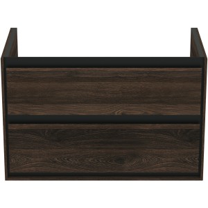 Ideal Standard Connect Air Waschbeckenunterschrank, 80 cm, Nussbaum mit zwei Schubladen.