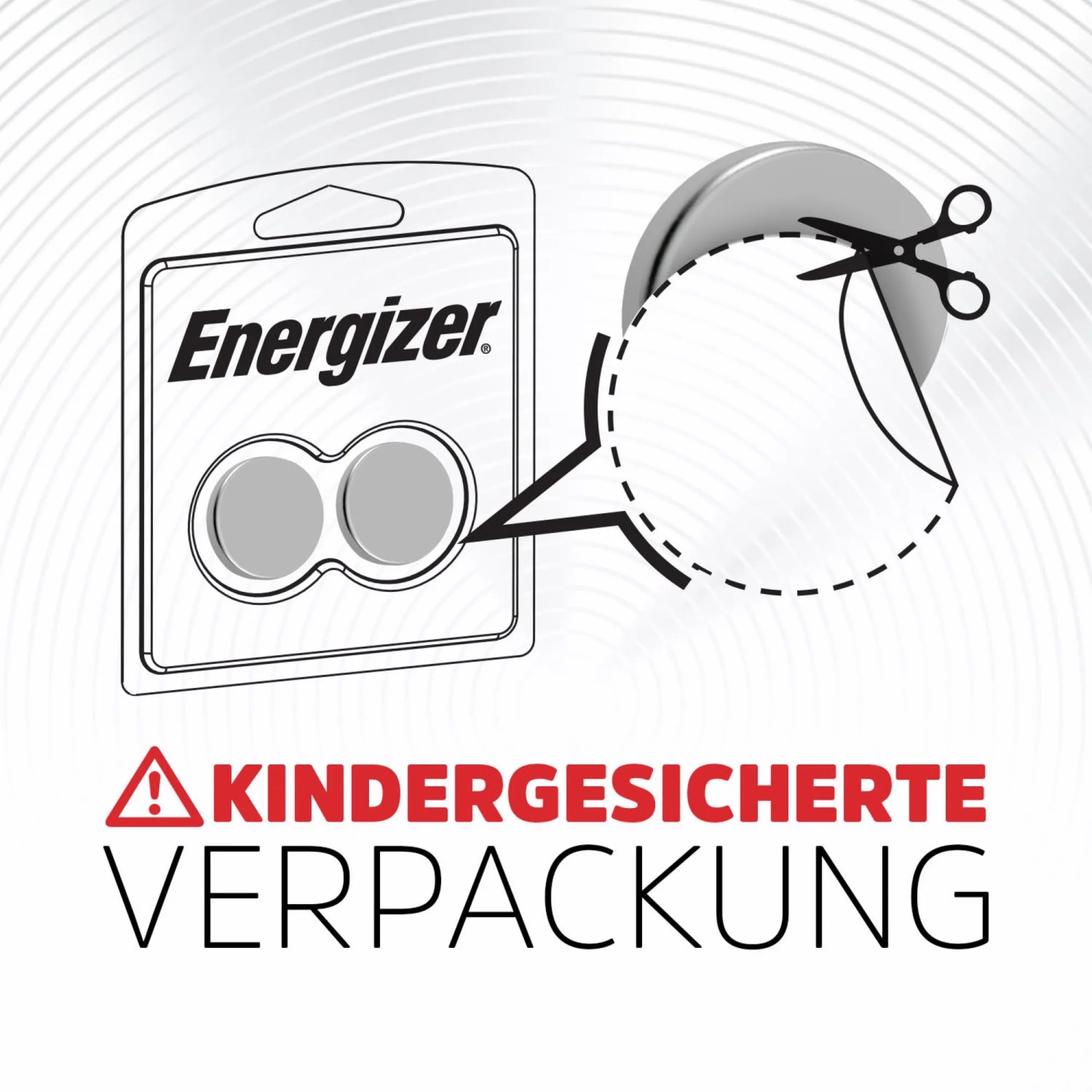 Energizer Lithium CR2032 Knopfzellen in kindergesicherter Verpackung.