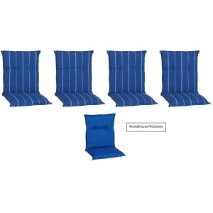 Beo Sitzauflage Niedriglehner Tovarnik 4er-Set Blau-Weiß gestreift
