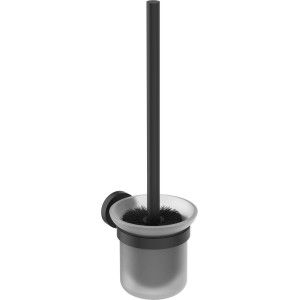 Ideal Standard WC-Bürste Set IOM in Schwarz mit Seifenschale und Becher.
