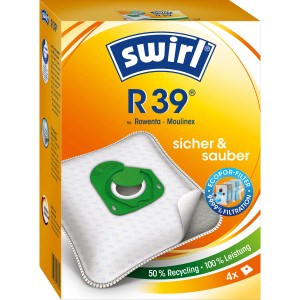 Swirl R 39 EcoPor Staubsaugerbeutel, 4 Stück. Staubbeutel für Staubsauger, passend für Rowenta und Moulinex.