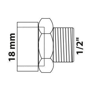 Abbildung des Kirchhoff Übergangsnippel 18 mm x 21 mm (1/2 AG) 1 Muffe Blank, ein Lötfitting.