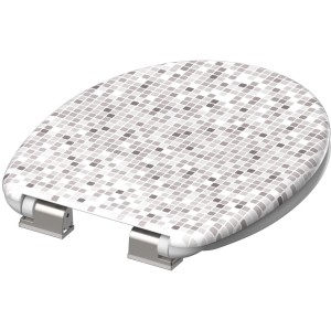 Eisl WC-Sitz Duroplast Mosaik Grau mit Absenkautomatik, Mosaikmuster.