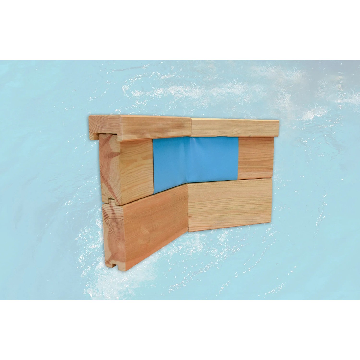 Detailansicht Weka Massivholzpool 593 B, Holzpool-Bohlen mit blauer Innenfolie.