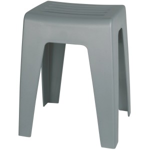 Grauer Wenko Badhocker Kumba aus Kunststoff, 47x38x32 cm, ideal für Bad & Haushalt.