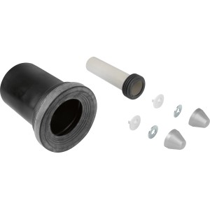 Geberit Anschlussgarnitur Ø 11 cm für Wand-WC mit Abdeckkappen und Dichtungen.