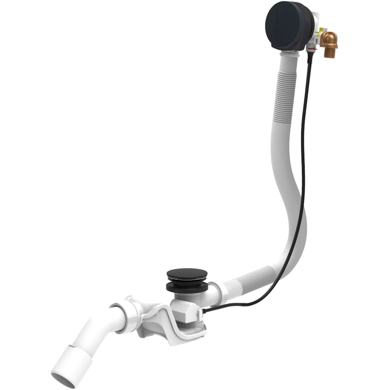 Ottofond Ab- und Überlaufgarnitur Luxus, schwarz-matte Ablaufgarnitur für Badewannen.