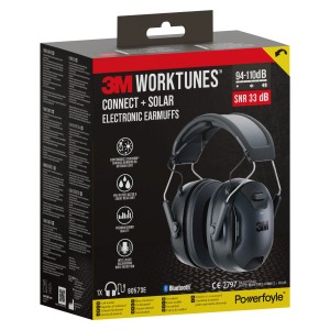 3M Kapselgehörschutz WorkTunes Connect & Solar Bluetooth SNR-Wert 33 dB Schwarz