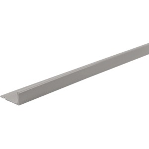 Graues, glänzendes Winkelprofil aus PVC, 12x23 mm, Länge 250 cm, für Fliesenabschlüsse und Ecken.