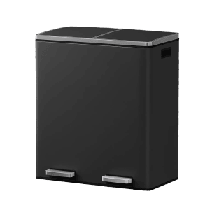 Songmics Mülleimer Pary 2 Fächer x 30 l Schwarz
