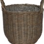 Grauer Polyrattan-Korb mit Griffen, 33x33x34,5 cm, ideal als Übertopf für Innen- und Außenbereich.