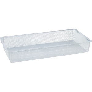 Weißer Metall-Drahtgitterkorb (12x39x80cm) für Regale, zur geordneten Aufbewahrung.