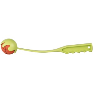 Jollypaw Ballschleuder mit Ball, 30 cm, hellgrün, für Apportierspiele mit Hunden.