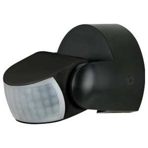 Schwarzer AP Bewegungsmelder ECO A6, 180/360 Grad Erfassungswinkel, für Wand- und Deckenmontage.