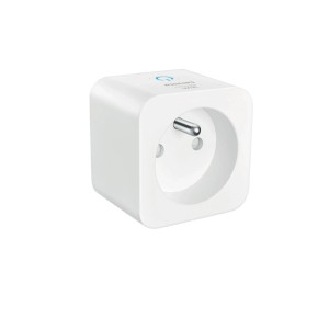 Weiße, quadratische Philips Smart Steckdose Typ E mit Matter-Unterstützung für Smart Home.