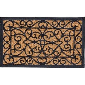 Astra Fußmatte Coco Deluxe Light, 45x75 cm, mit Reliefmuster und schwarzem Rahmen.