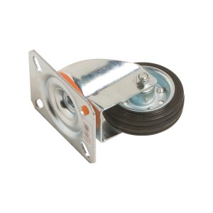 Transport-Lenkrolle mit Gummirad, Ø 80 mm, 50 kg Traglast, verzinkter Stahl.
