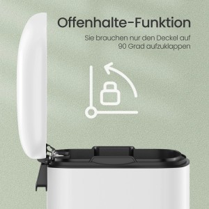Songmics Mülleimer Petaja 30 l Weiß-Schwarz