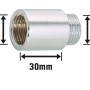 Verchromte Hahnverlängerung aus Messing, 18,6 mm x 21 mm, 30 mm Länge für Gewindefittings.