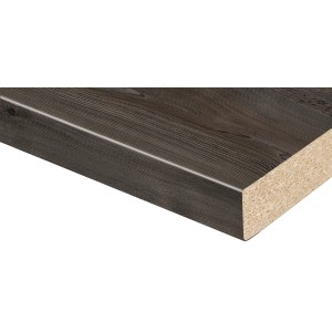 Detailaufnahme: Kaindl Arbeitsplatte Hemlock Lava, 60 cm breit, Holzdekor, abgerundete Kante.
